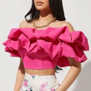 Hot Pink Ruffle Top
